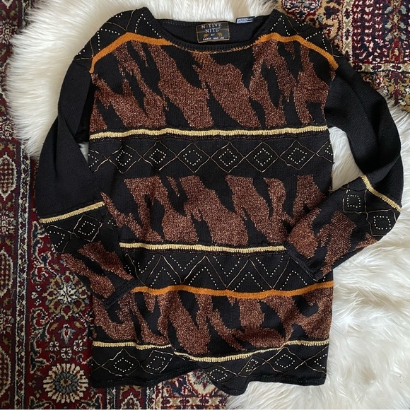 Vintage 90's Native Nits Beaded Sweater - Picture 8 of 12